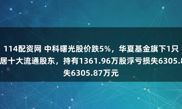 114配资网 中科曙光股价跌5%，华夏基金旗下1只基金位居十大流通股东，持有1361.96万股浮亏损失6305.87万元
